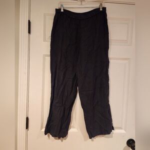 Kiko Comfortable Clothing 100% linen stretchy black wide leg pants S